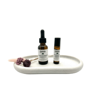 clarifying skincare set for acne prone skin with serum and roller