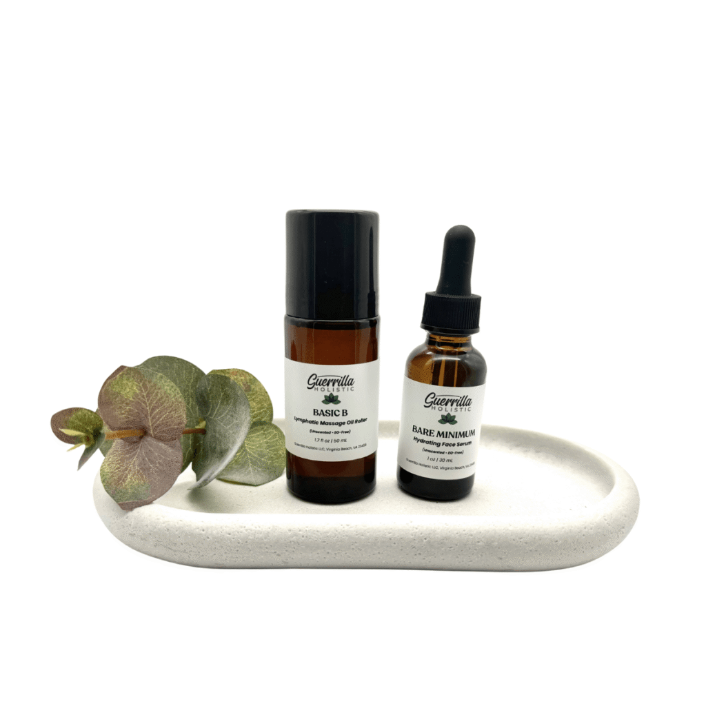 gentle skincare set for sensitive skin with serum and massage roller